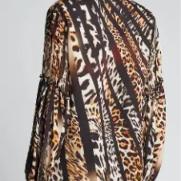 Kobi Halperin Fallon Silk Leopard Print Tie Neck Blouse Top size XS - Picture 2 of 7